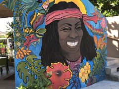 04B Mural of Bob Marley wife Rita Marley and her 1982 album Harambe at the Bob Marley Museum Kingston Jamaica